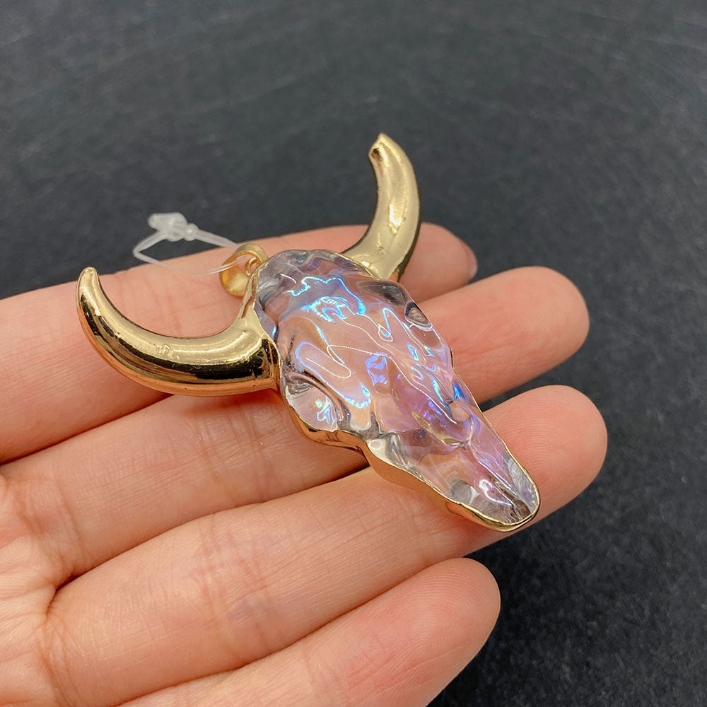 Wholesale 45×46mm Acrylic White Gold Bull Head Shape Melon Seed Buckle Pendant