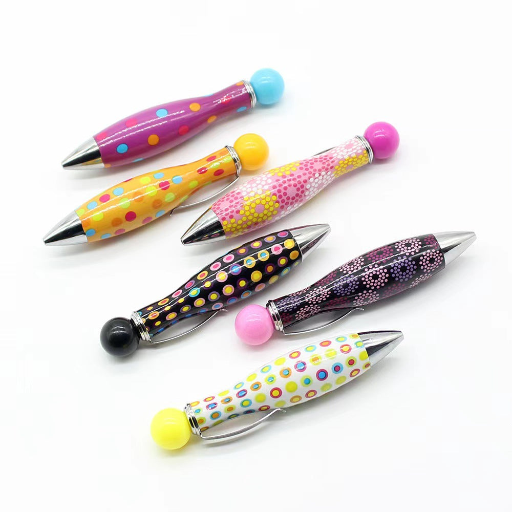Wholesale 10pcs Multicolor Bowling Ballpoint Pen Cute Spot Print Flower Film Chubby