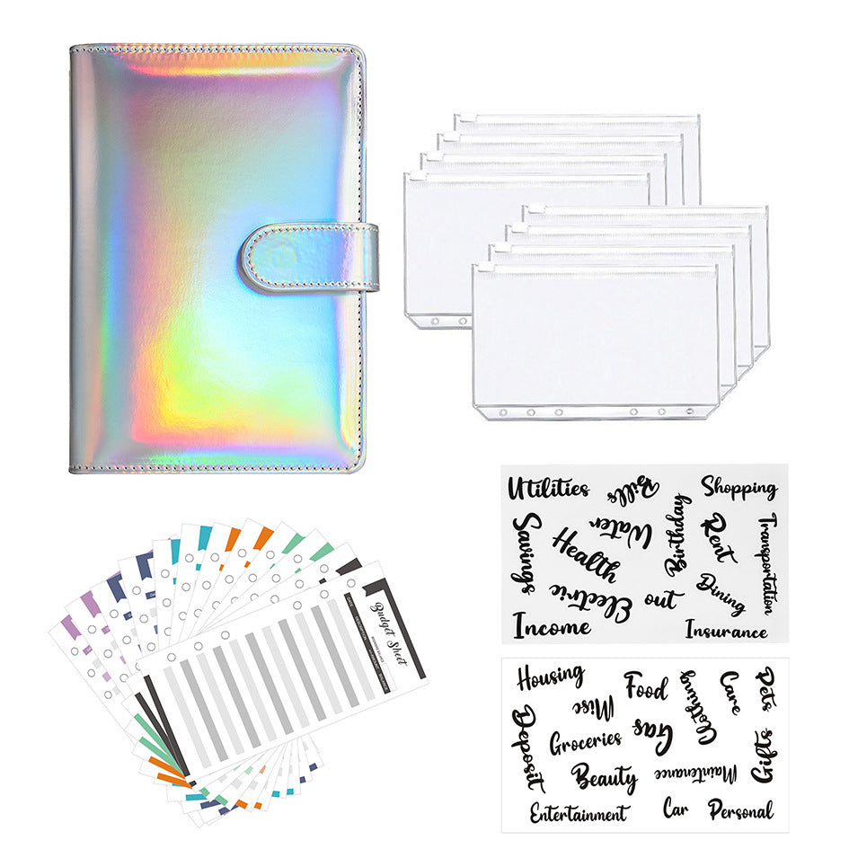 Wholesale Macaron A6 PU Leather Loose Leaf Accounting Laser Notebook