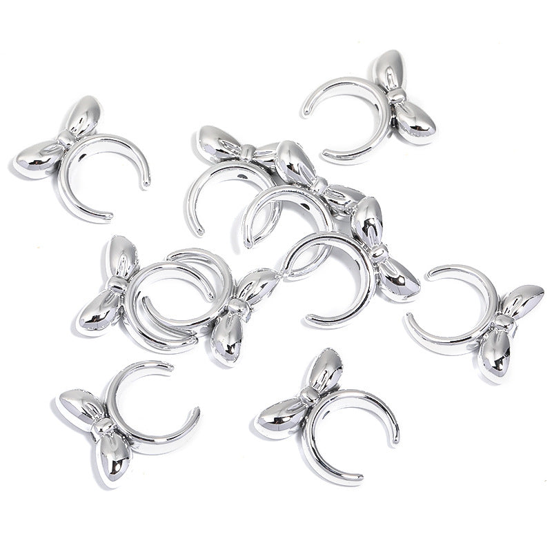 Wholesale 100pcs Diy UV Plated Mabe Solid Color Bow Headband Perforated Beads