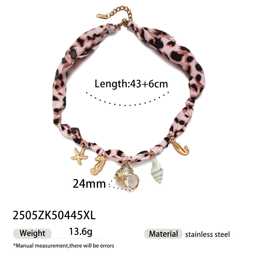 Wholesale Tina European and American Stainless Steel Pendant Necklace Sweet Cool Sexy Style Silk f Braided Colorful Necklace Clavicle Chain Necklace Jewelry