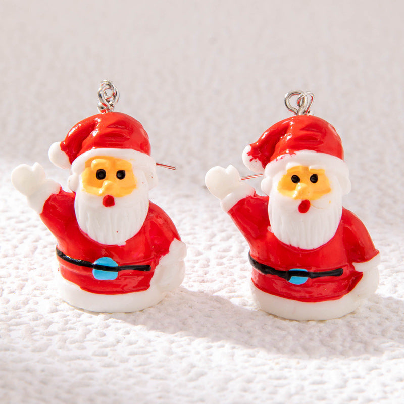 Wholesale Christmas Tree Penguin Dripping Oil Santa Hat Old Man Earrings