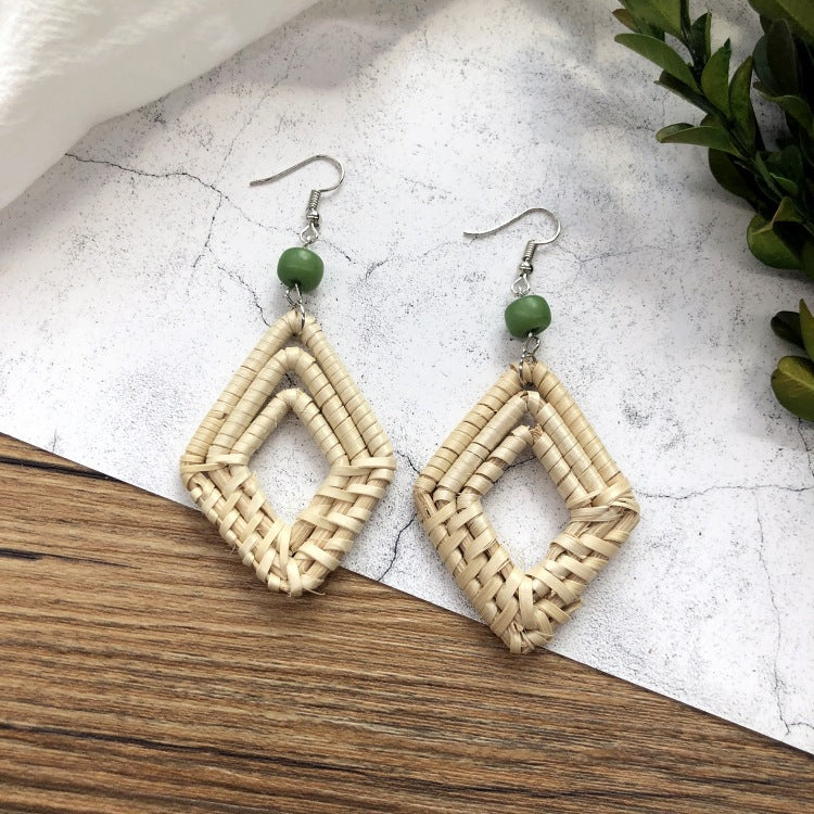 Wholesale Vintage Rattan Weaving Handmade Bohemian Earrings