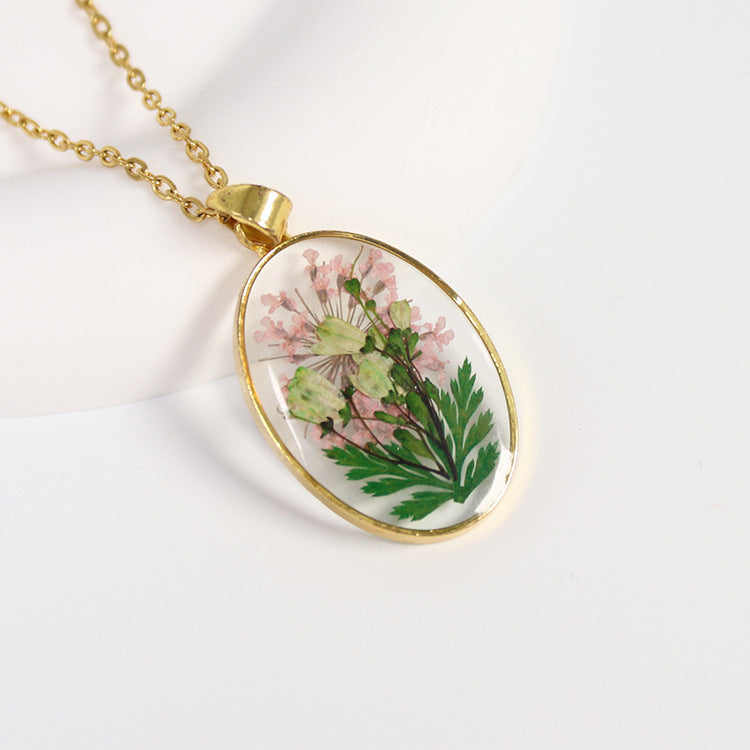 Wholesale 6pcs Original Resin Dried Flower Dripping Glue Necklace