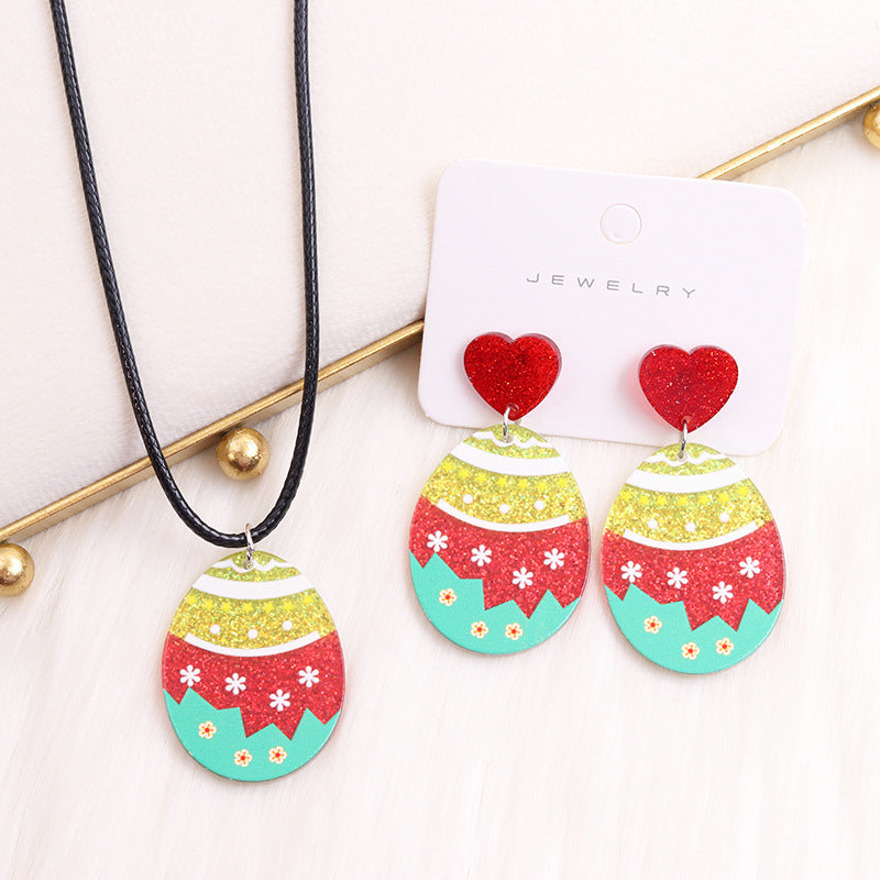 Wholesale Easter Egg Floral Rabbit Acrylic Earrings