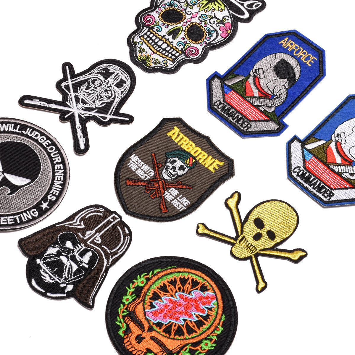 Wholesale Space Astronaut Embroidered Patches 9Pcs Rocket Ship Planet Skull Cloth Badges Iron On Sew On DIY Fashion Accessory