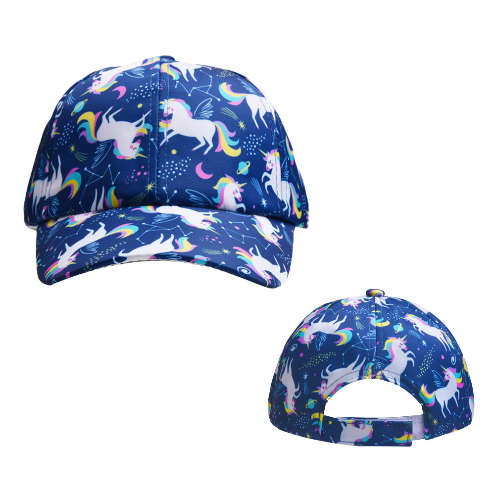 Wholesale children's hat cartoon colorful baseball hat unicorn sun hat baby girl little dinosaur peaked cap