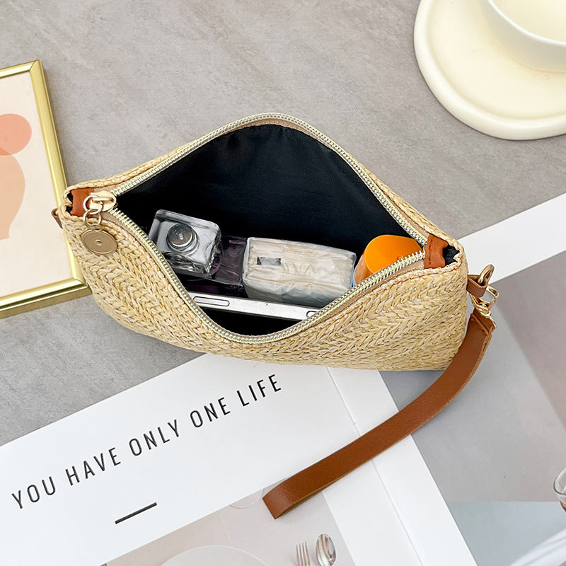 Wholesale Small flower embellished woven clutch crossbody shoulder bag