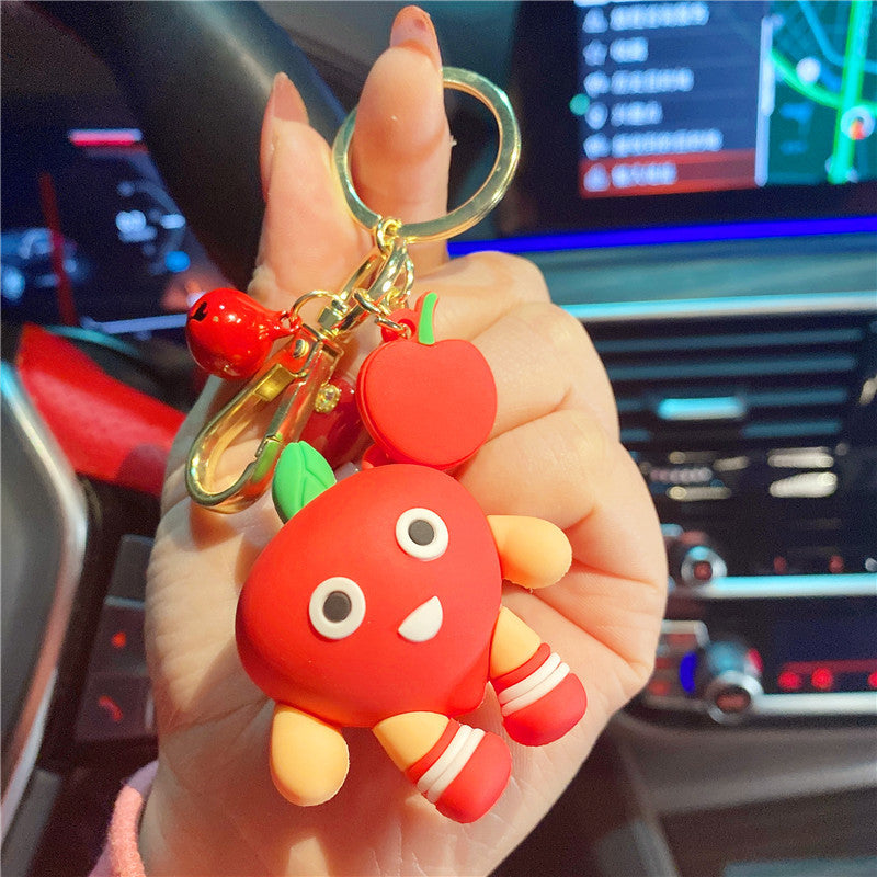 Fruta al por mayor durian mandarina aguacate pvc keychains