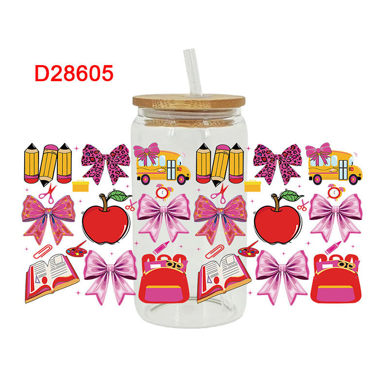 Wholesale Colored Pencil Bow Teacher's Day 16oz Cup UV DTF Wraps