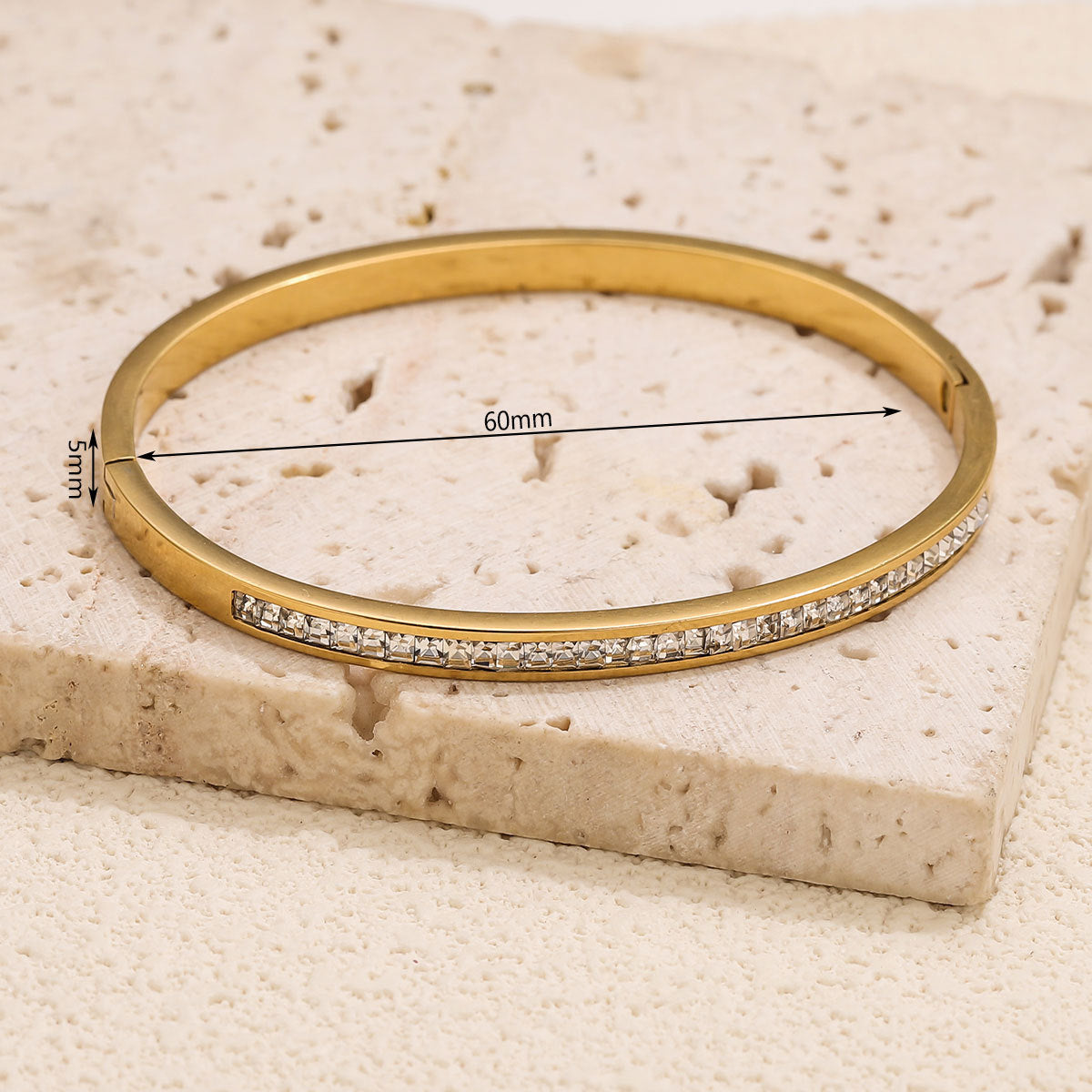 Wholesale Stainless Steel Slim Waist Bracelet with Diamond Inlay