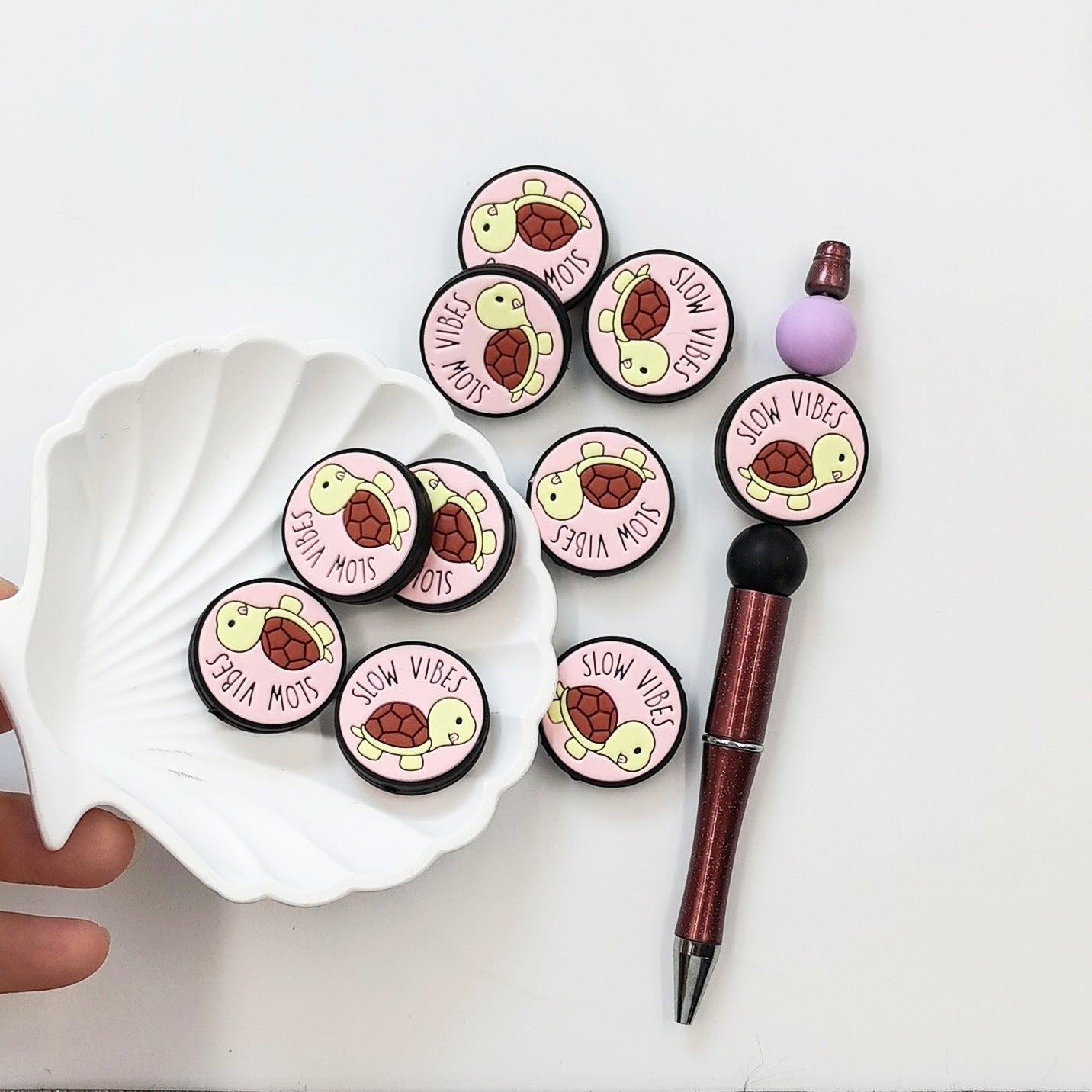 Wholesale 10PCS Little Turtle Letter Silicone Cartoon Beads