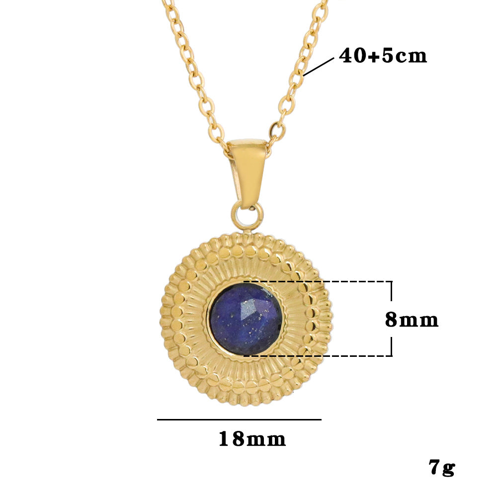 Wholesale 20PCS Natural Stone 14k Gold Plated Multi-layer DIY Titanium Steel Necklace