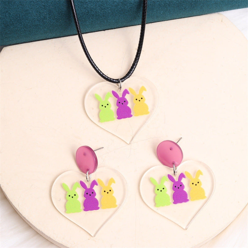 Wholesale Easter Transparent Love Rabbit Acrylic Earrings