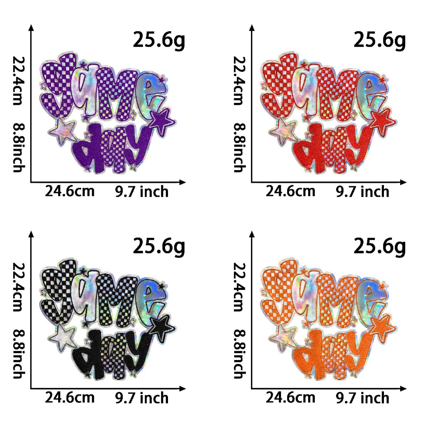 Wholesale Gameday Rugby Laser Luminous Large Embroidered Patch Trendy Iron On DIY Applique  Party Gift For Boutique Resale