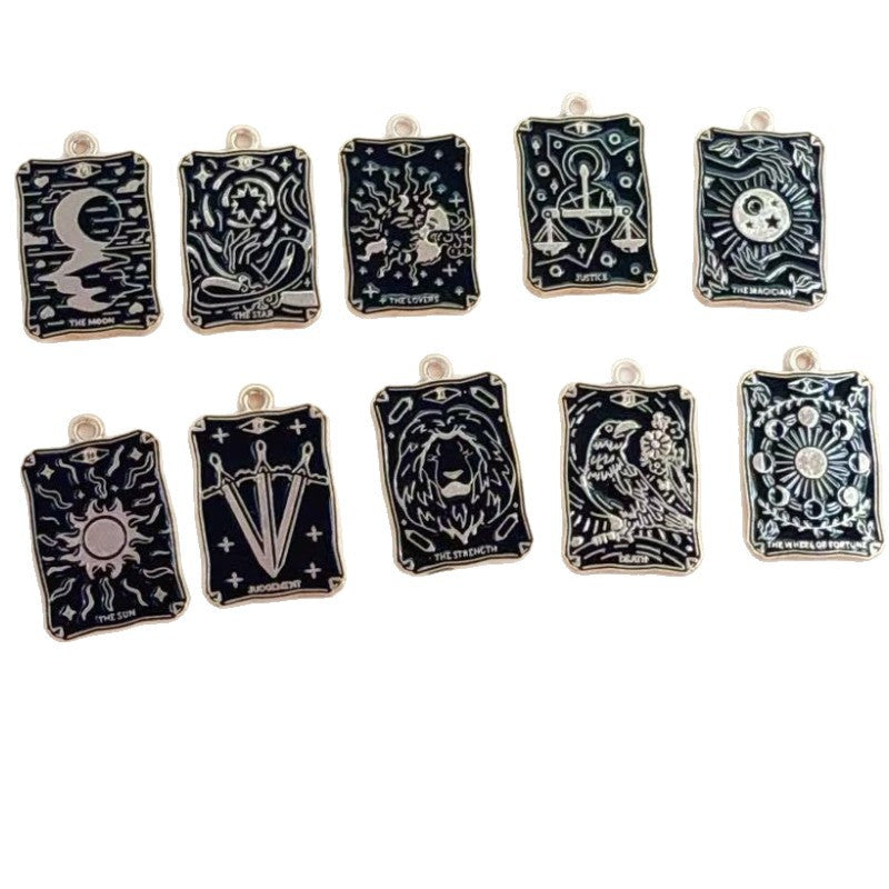 Wholesale Retro Tarot Card Pendant Charms White Zinc Alloy DIY Jewelry Accessory For Necklace Earrings Keychain For Resale