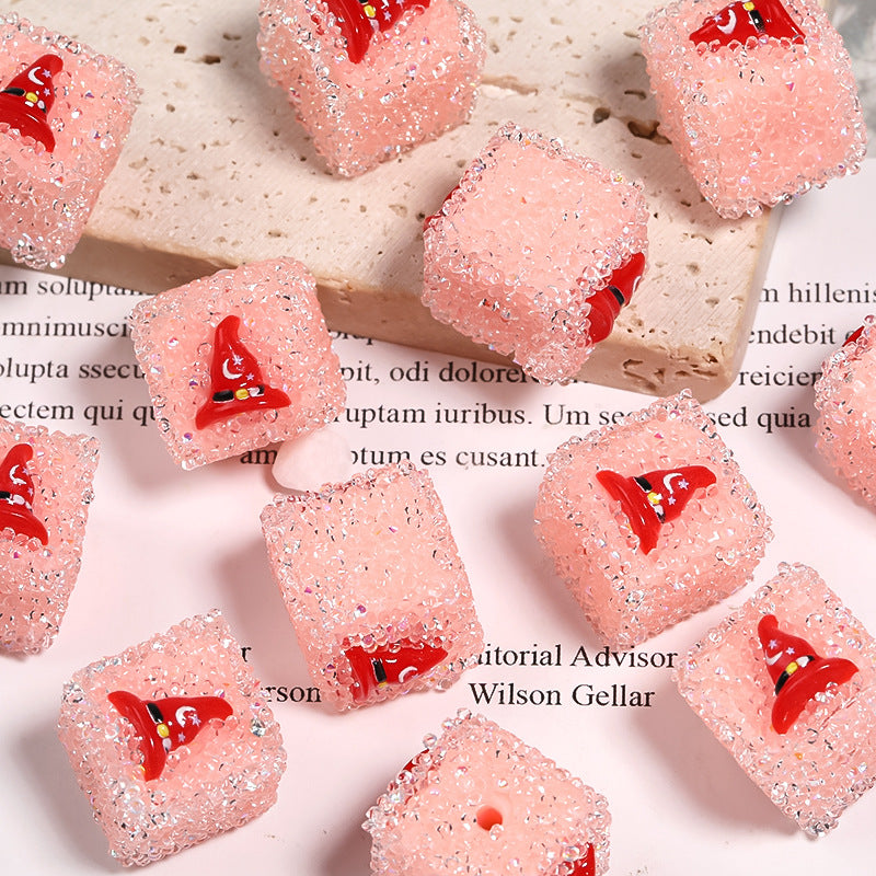 Wholesale 5pcs/pack Rhinestone Halloween Pumpkin Skull Square Sugar Beads