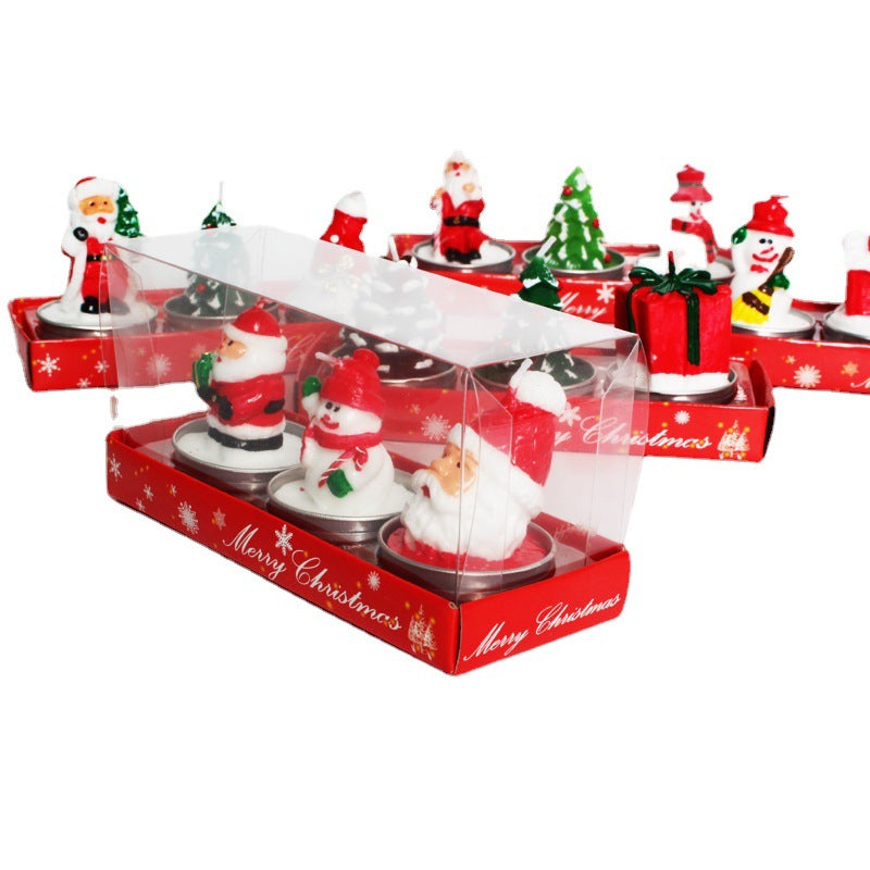 Wholesale Christmas Candle Set Old Man Tree Snowman Carnival Romantic Ornament Christmas Small Candle Lamp Gift