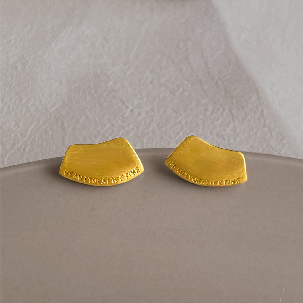 Wholesale Golden brushed frosted geometric earrings