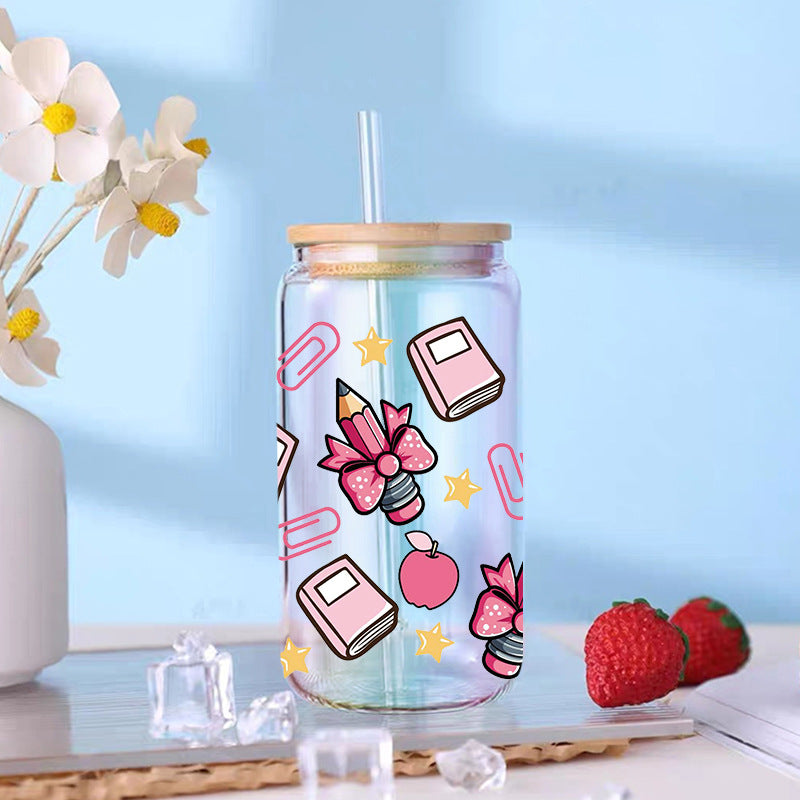 Wholesale Pencil Rainbow Teacher's Day 16oz Cup UV DTF Wraps