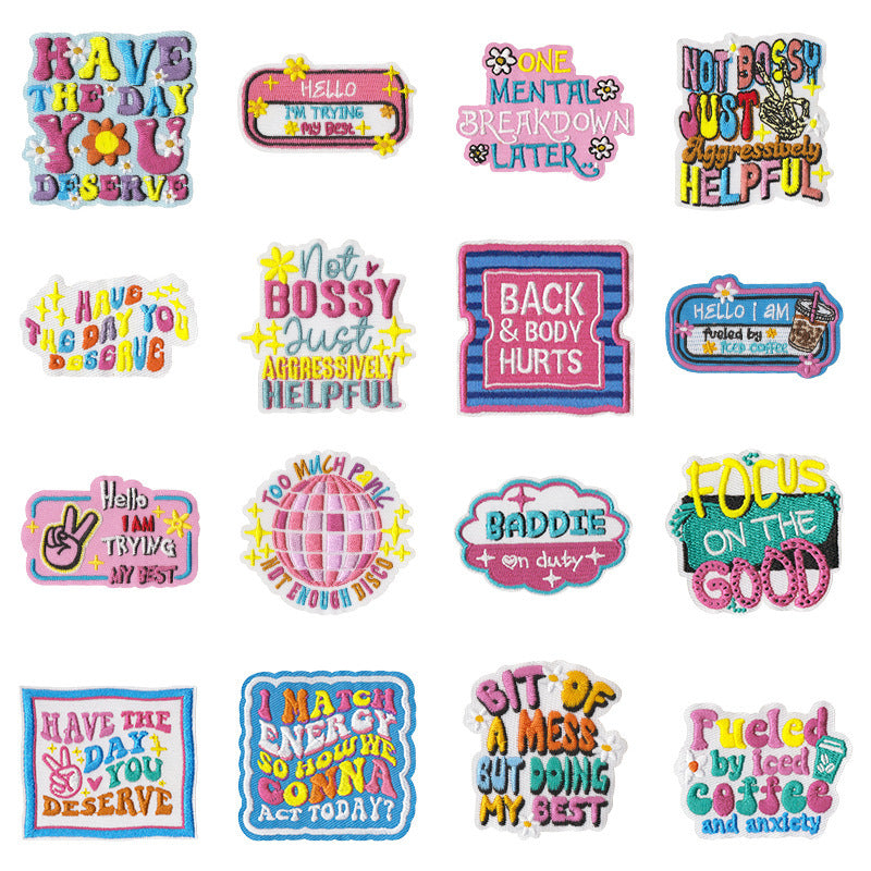 Wholesale Cartoon Cute Fun Letter Series Embroidered Patches