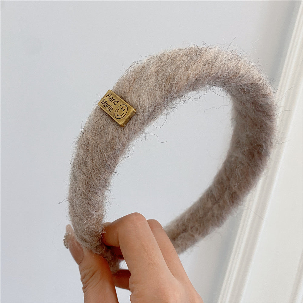Wholesale Autumn and Winter Letter Sticker Mink Hair Sponge Headband