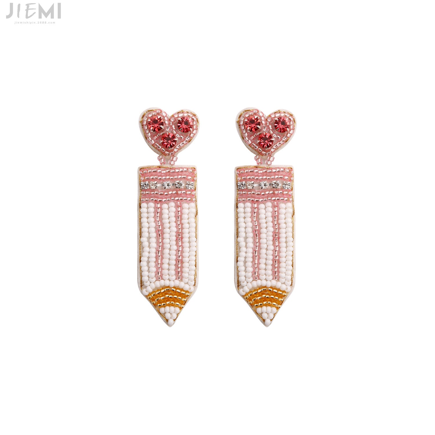 Wholesale Valentine's Day Handwoven Pencil Rice Beads Love Earrings