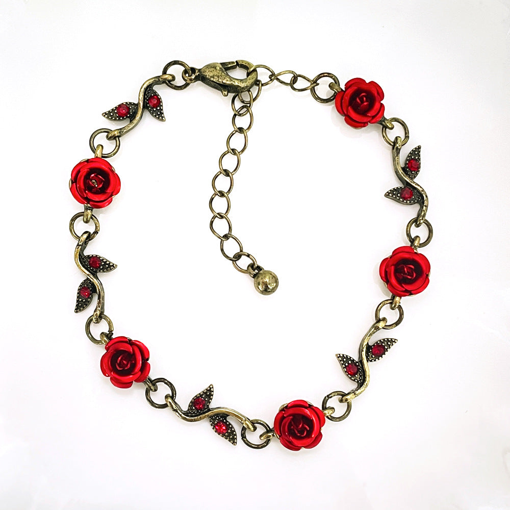 Wholesale French Style Rose Diamond Three-dimensional Alloy Bracelet