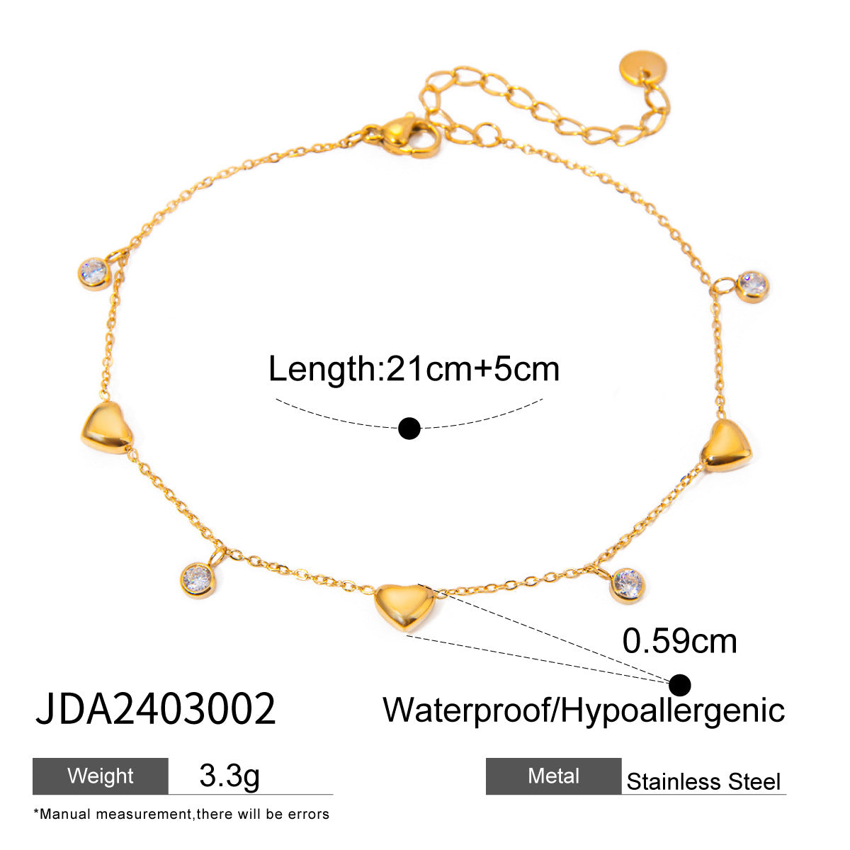 Wholesale Summer Fashion Temperament Colorful Oil Drop Butterfly 16k Gold Stainless Steel Anklet