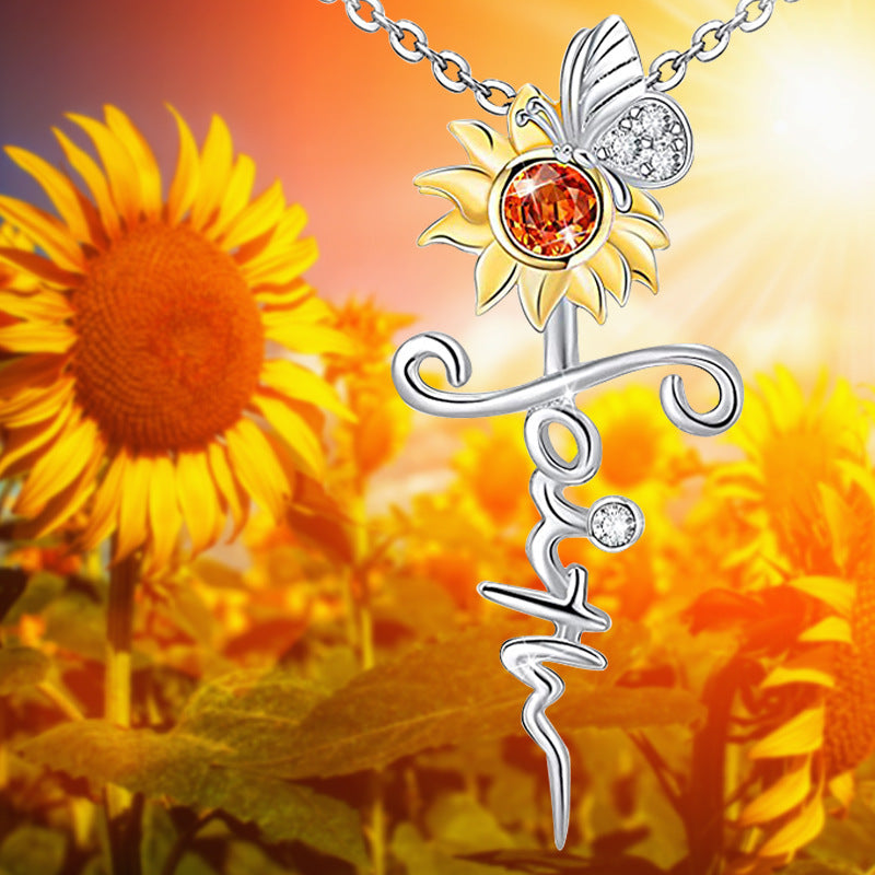 Wholesale Cross sunflower clavicle chain