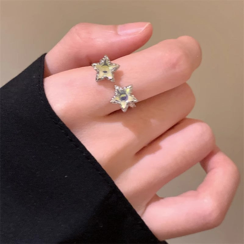 Wholesale Five pointed star studded diamond pleated open ring
