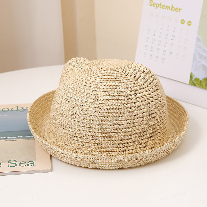 Wholesale Cute Cartoon Children's Hats Colored Hats Cat Ears Straw Hats