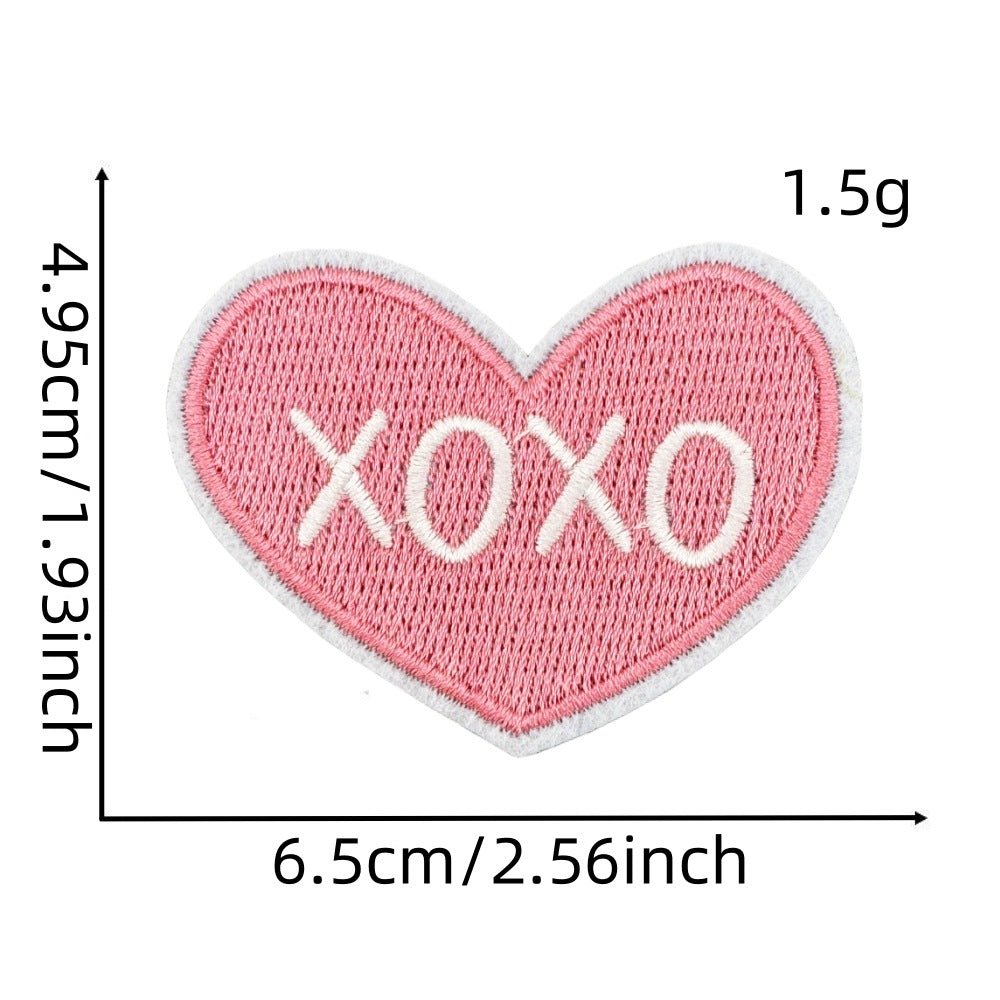 Wholesale Embroidered Iron On Patch Pink Valentine Hearts Cute Bear Design Wedding Scrapbook Decor Fashion DIY Accessory