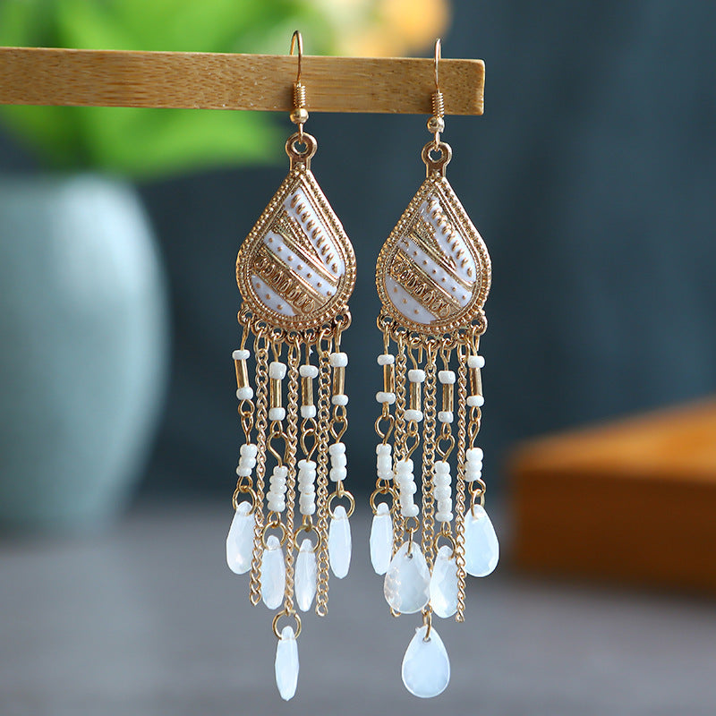 Wholesale Bohemian Colorful Water Drop Long Earrings