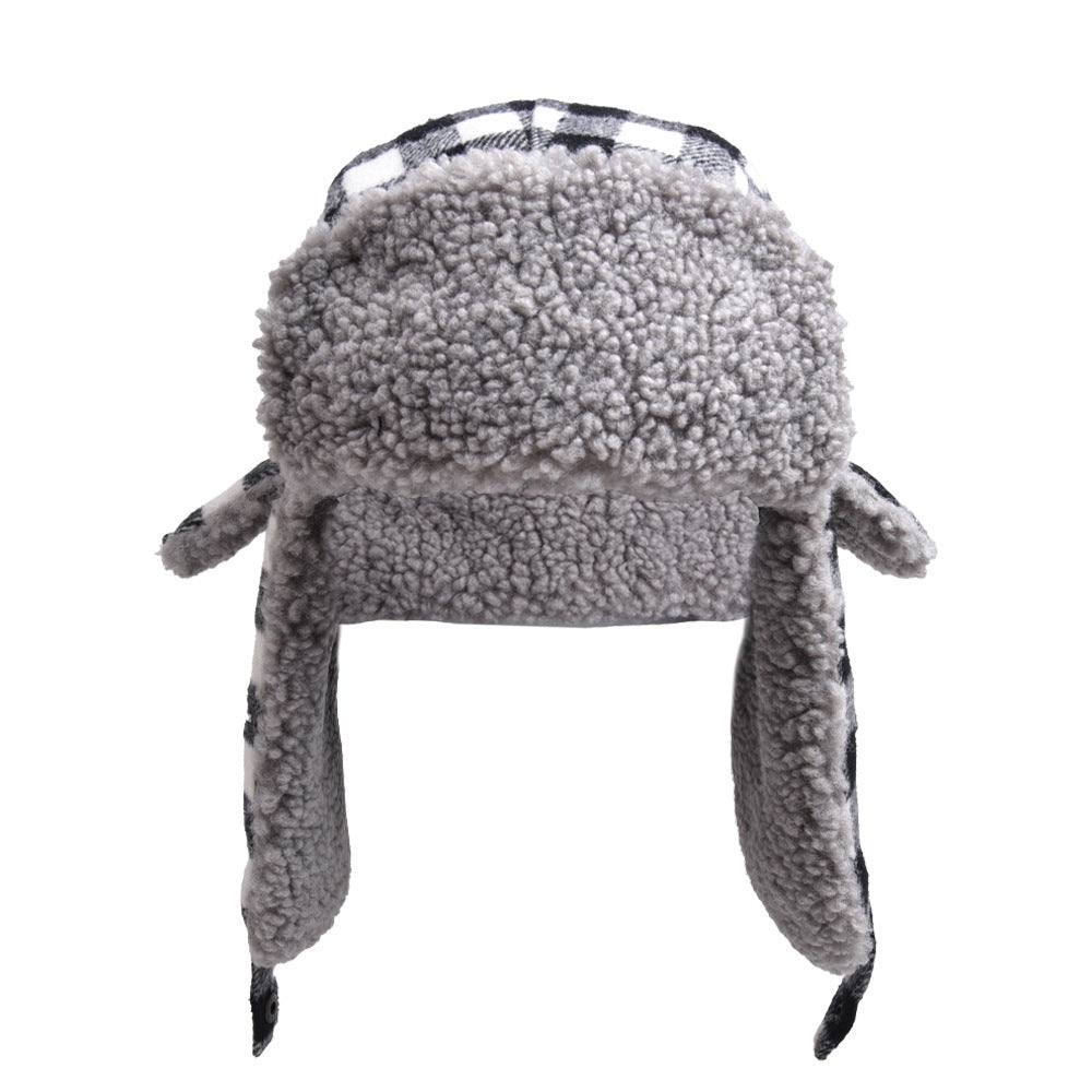 Wholesale Winter Cold and Warm Black and Red Plaid Outdoor Ear Protection Hat
