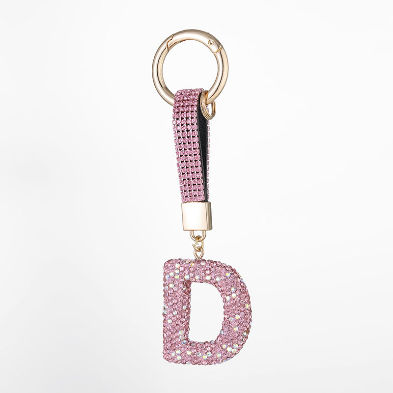 Wholesale Pottery Clay Water Diamond Alloy Dot Diamond Letter Keychain