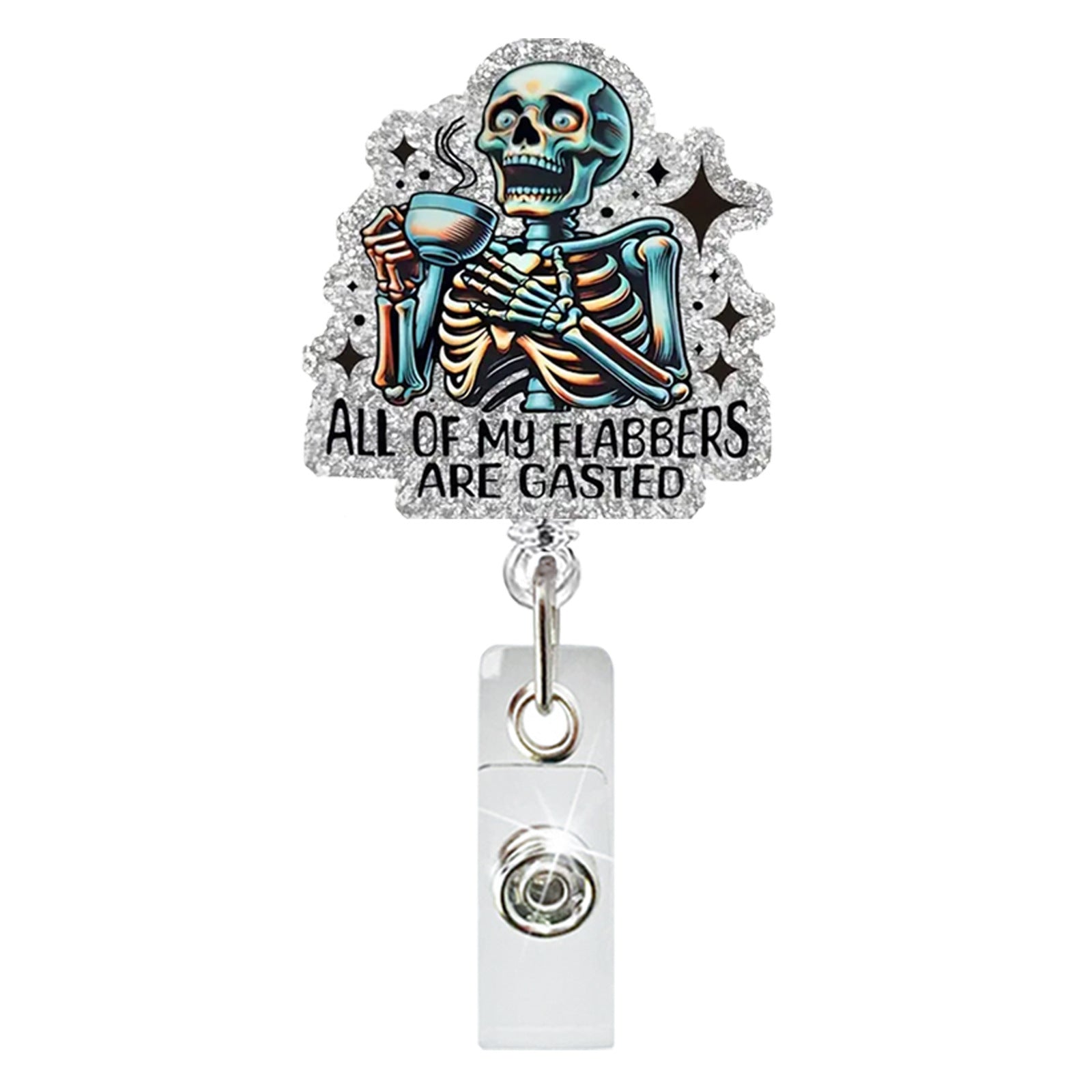 Wholesale Glitter acrylic retractable badge scroll easy pull buckle