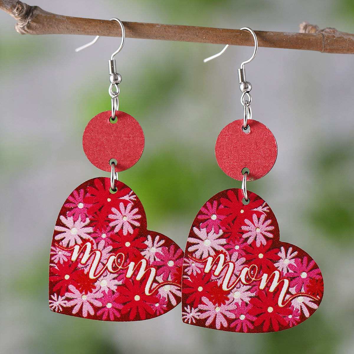 Wholesale MOM flower heart disc stitching pendant