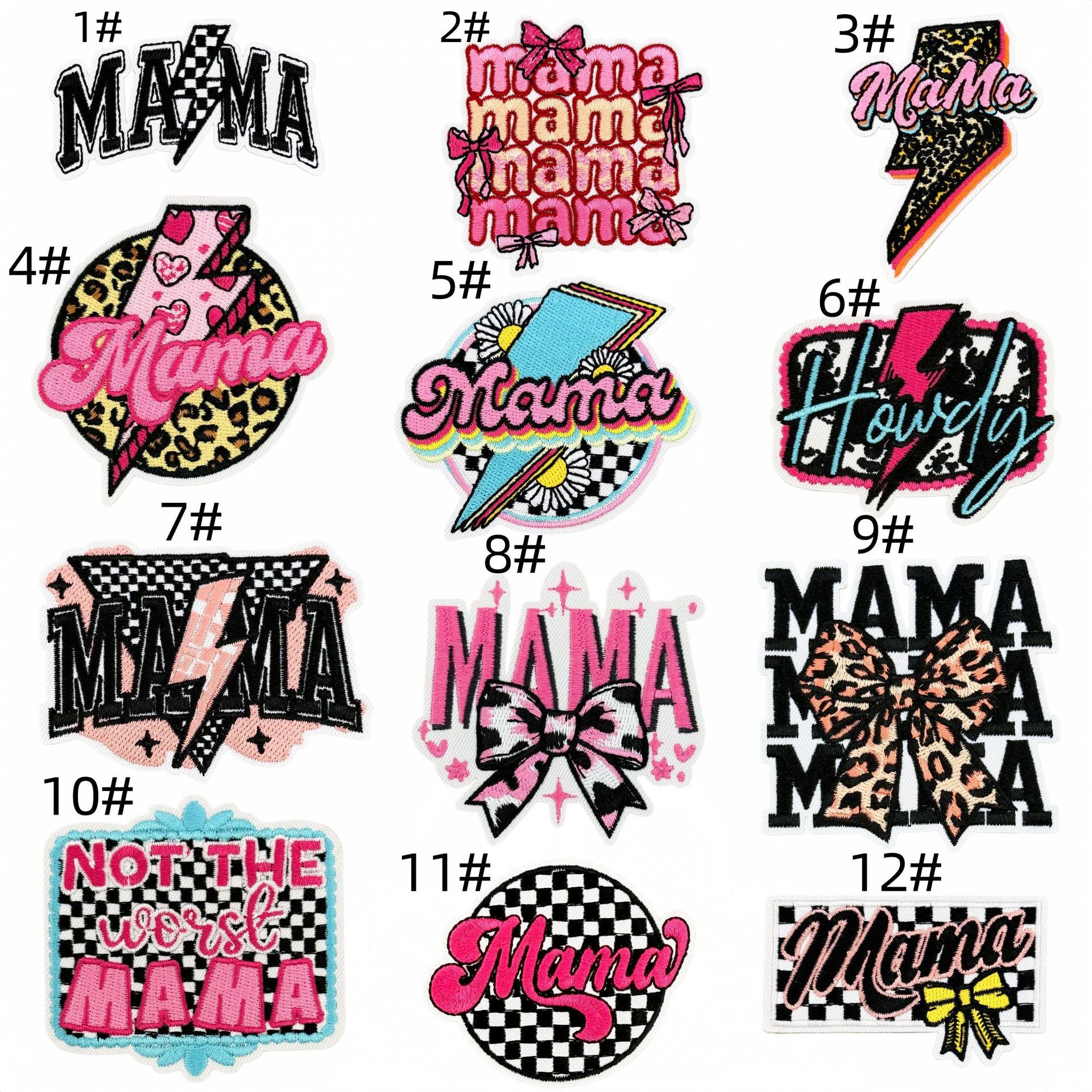 Wholesale 12 Pc Trendy Plaid Leopard Lightning Embroidered Iron On Patches For Hats DIY Decorative Accessory