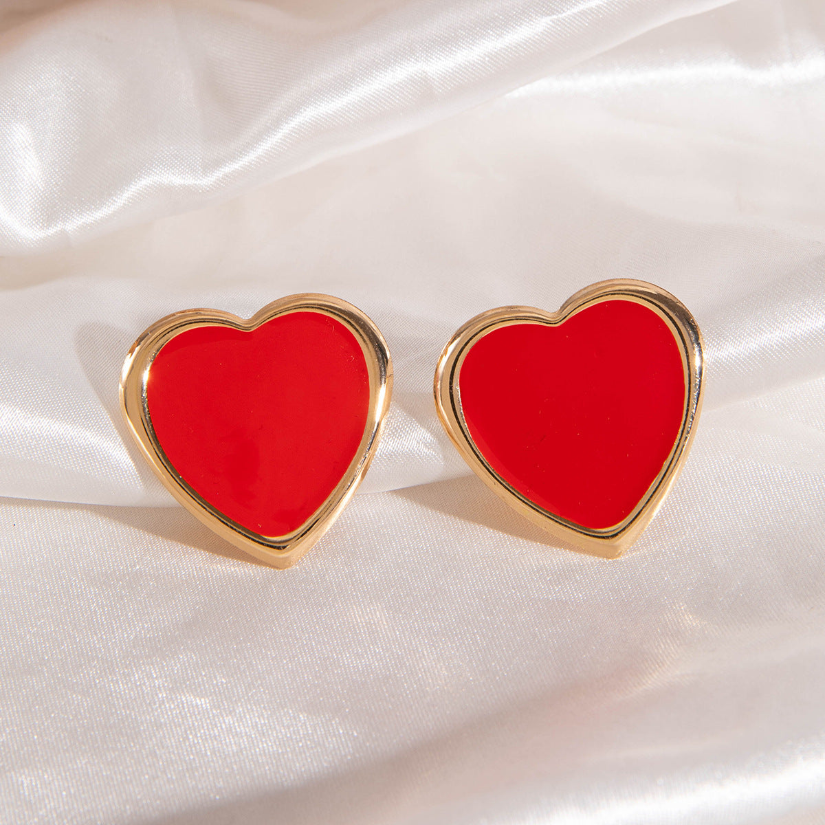 Wholesale Red Peach Heart Valentine' s Day Earrings