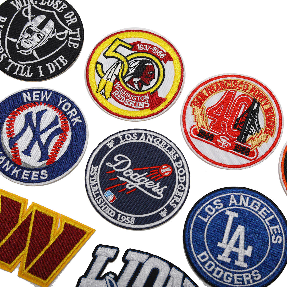 Wholesale Twill Fabric Embroidered Baseball Team Patches Set Of 16 Trendy et And Bag Accent OLY Exclusive