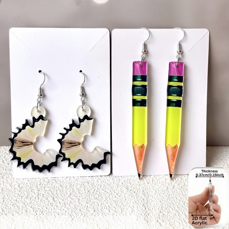 Wholesale Creative Pencil Shaped Acrylic Earrings For Girls Back To School Cute Fashion Jewelry Accessory Gift