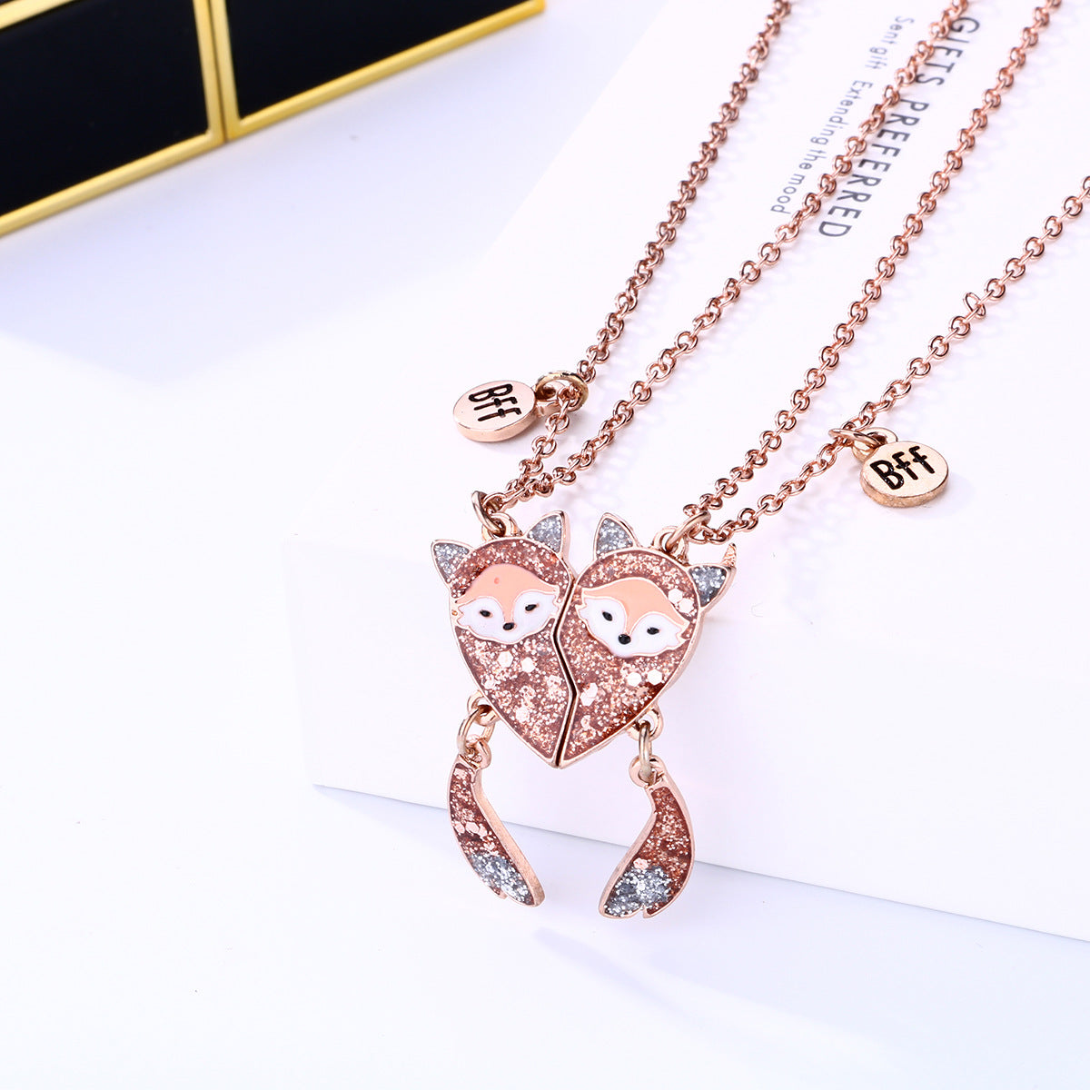 Wholesale Fox Necklace Cartoon Kidsren' s Magnet Stone Attracting Bff Necklace Set