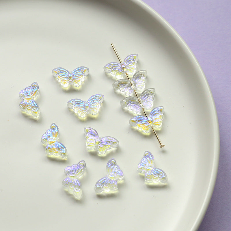 Wholesale 10pcs Retro Butterfly Colorful Glass Acrylic Beads
