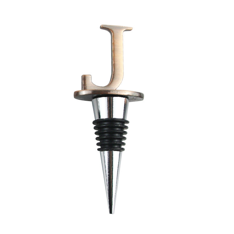 Wholesale Zinc Alloy 26 English Letter Wine Stopper Bottles