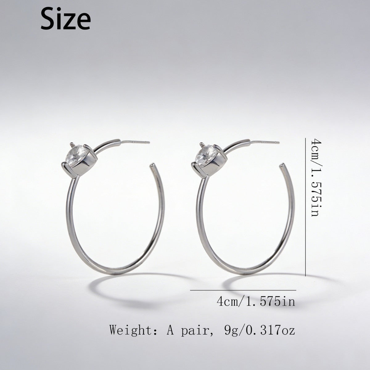 Wholesale Zircon single diamond plain hoop ear clip,  extremely thin C-shaped earrings