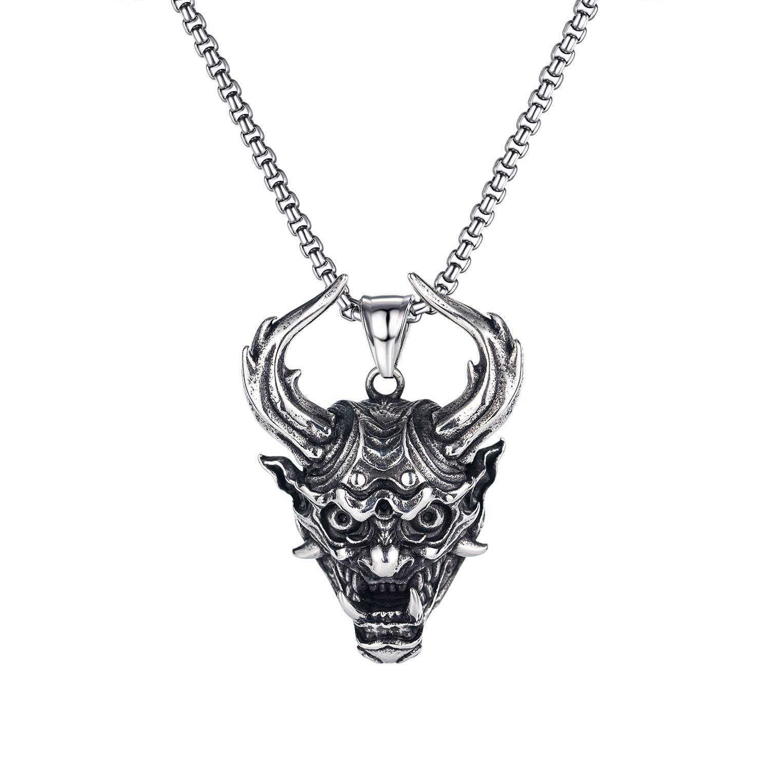 Wholesale Hip Hop Bull Head Long Pendant Necklace Stainless Steel Retro Devil Fashion Jewelry Gift