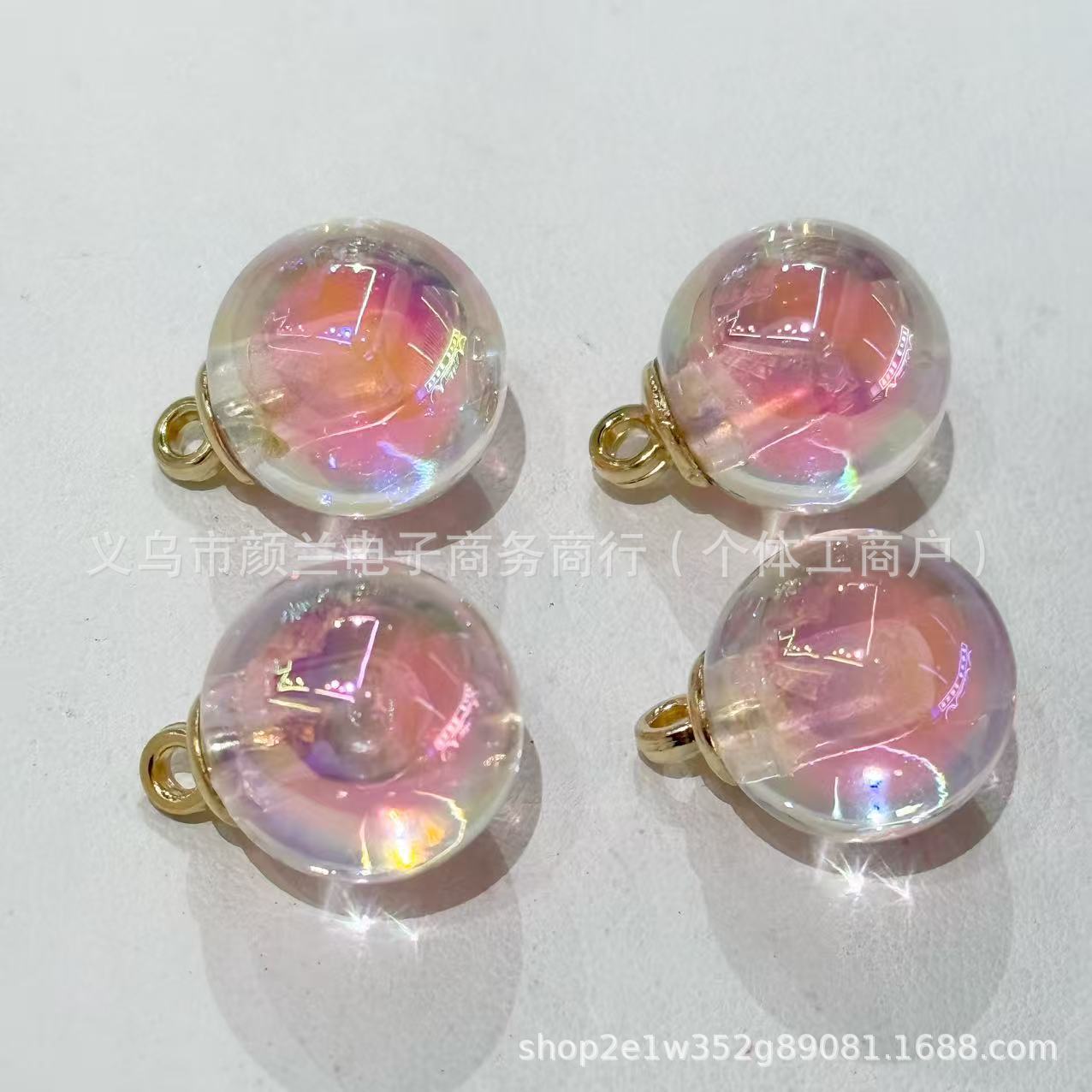 Wholesale 200pcs Colored plated hanging hole acrylic round beads