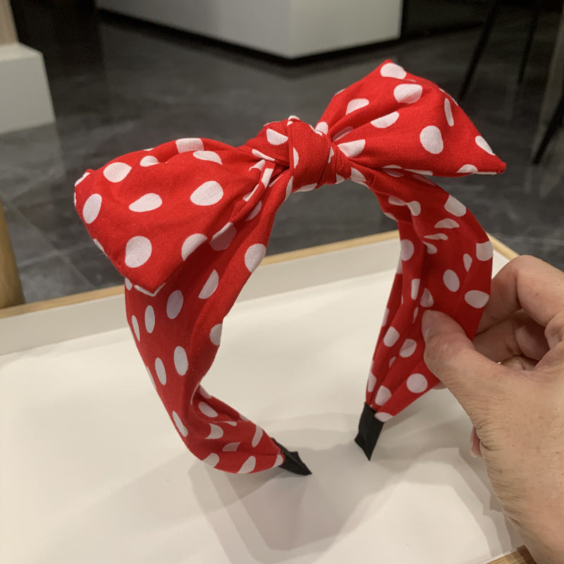 Wholesale Wave Point Fabric Big Bow Hairband
