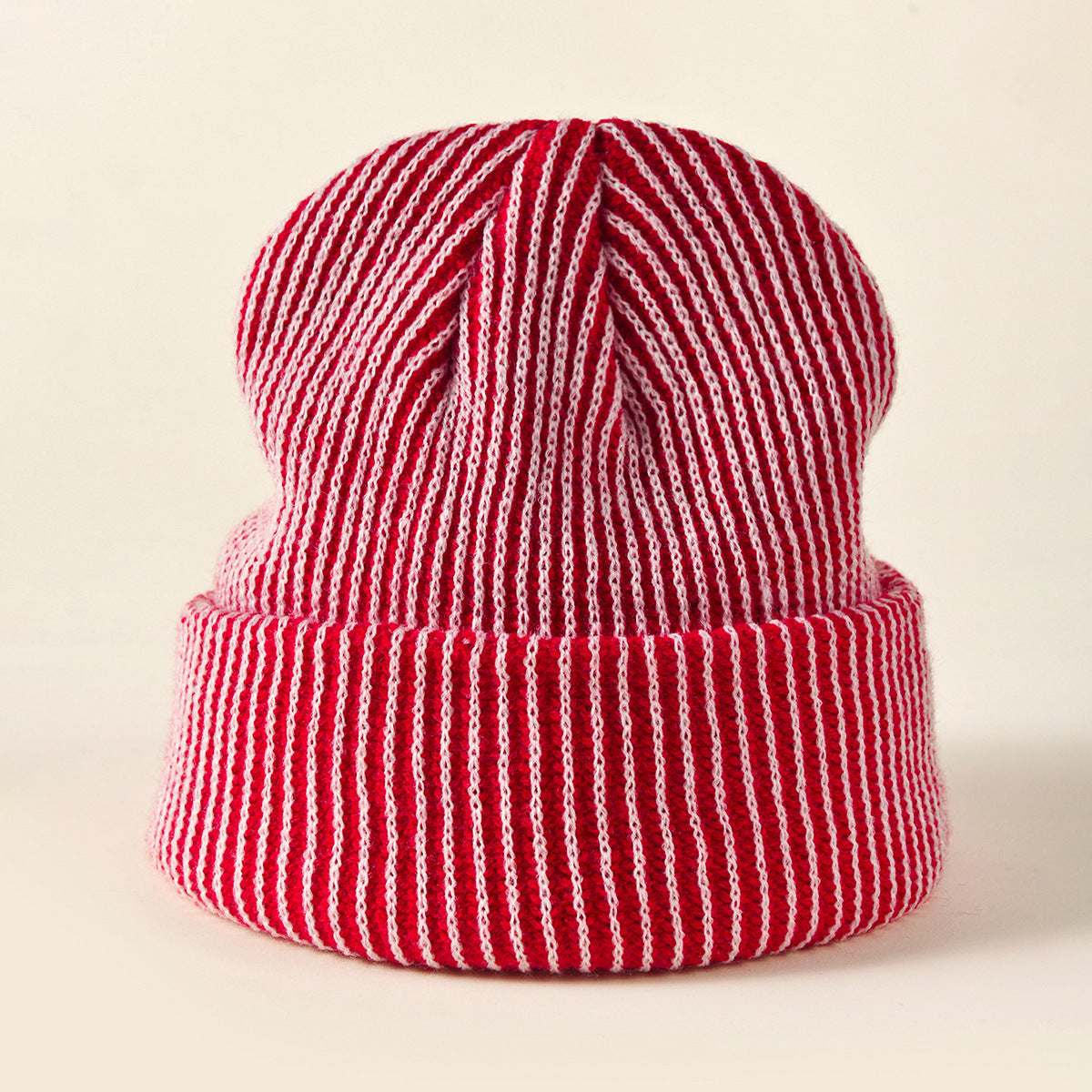 Wholesale Winter Striped Knitted Curled Brim Hats